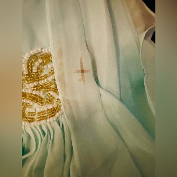 Elegant Light Aqua Gown with Gold Accents - Picture 6 of 6